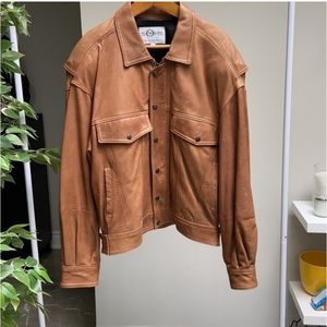 Leather Bomber Jacket in Tan - Men’s Bomber & Varsity